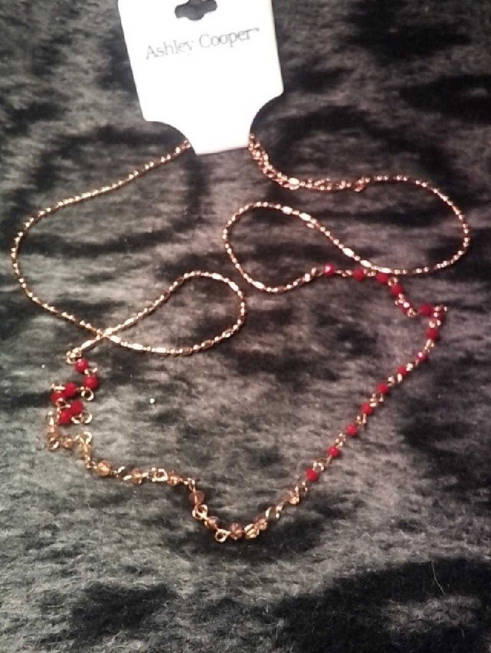Ashley Cooper Gold-Tone Necklace with Red Bead Accents